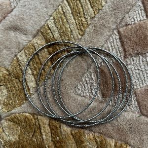 Bundle five brackets bangles sliver tone
